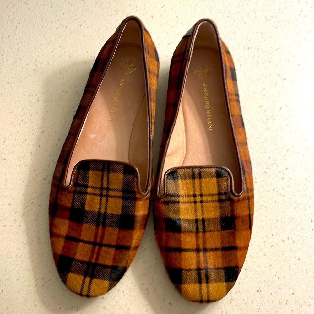 Antonio Melani Larrah Slip On Plaid Flats/Loafers